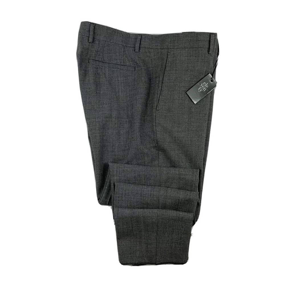 Eleventy Gray Patterned Wool Mens Flat Front Trousers 56 979PA0253 NWT